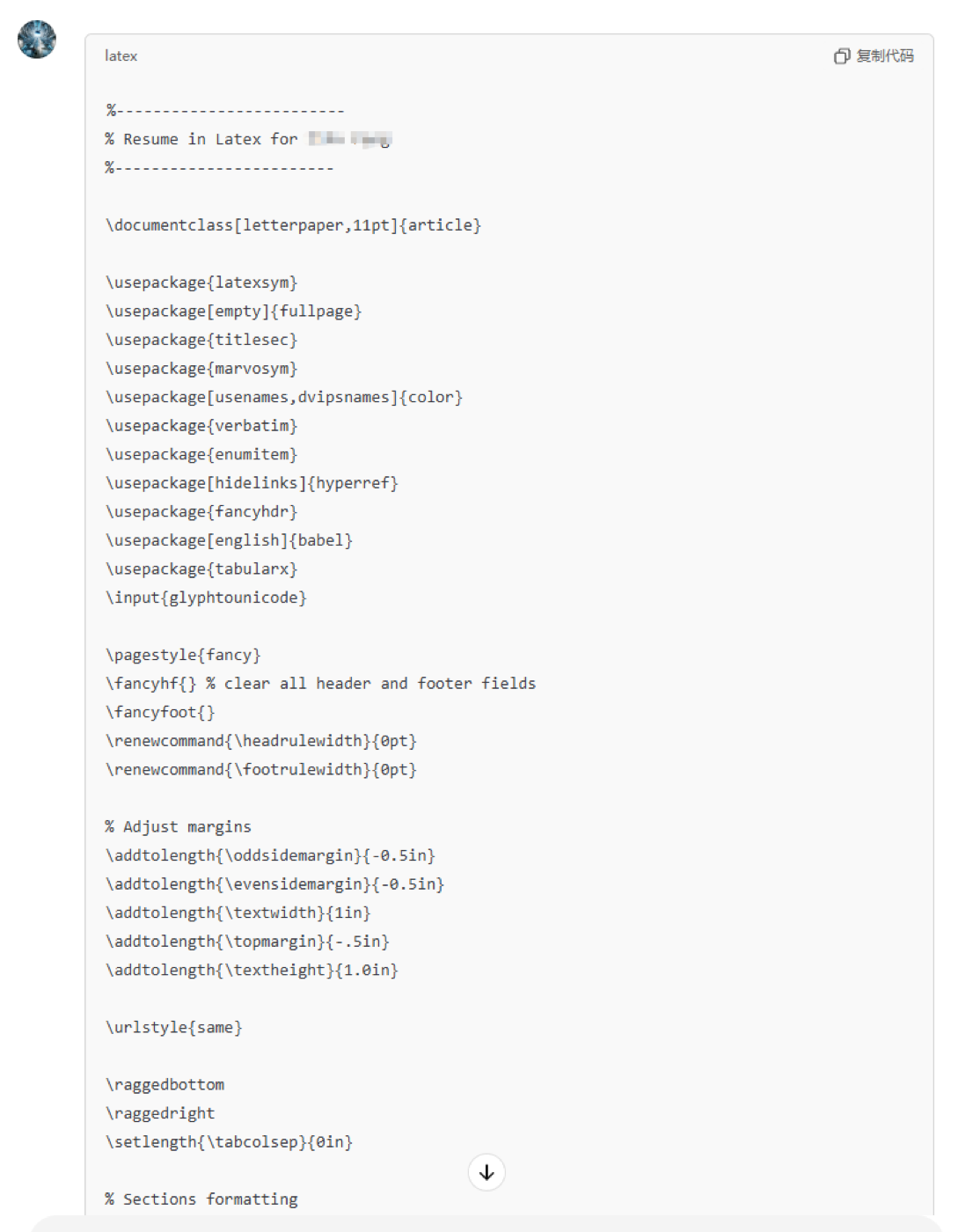 ChatGPT LaTeX output